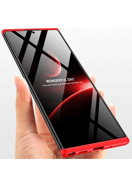 Galaxy Note 20 Ultra Kılıf 3 Parçalı Tam Koruma Sert Mika Ays Kapak Siyah - Kırmızı