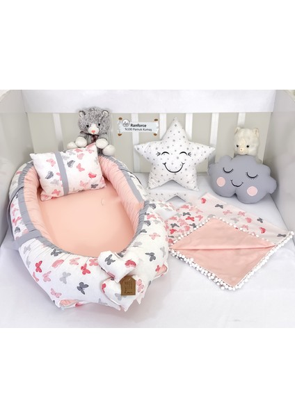 Kelebek Serisi Pudra Babynest Set Ponponlu