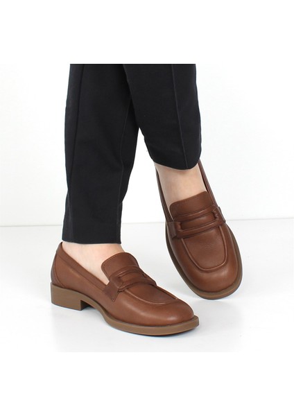 Kahverengi Loafer Deri Ayakkabı Kadın 338 23412-16512