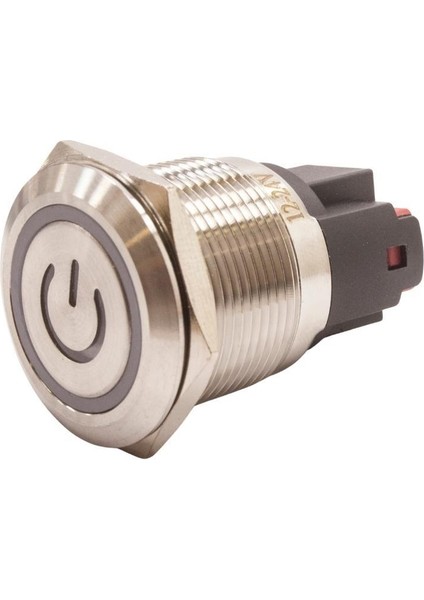 22E-P1Z-EC 22MM Düz Anahtarlı Işıklı Power Metal Buton - Beyaz