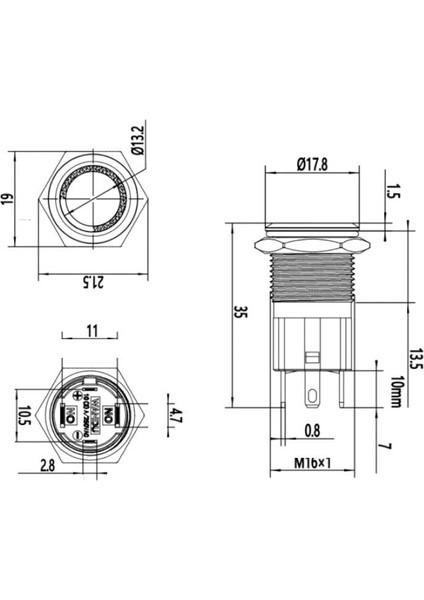 16D-P1-E 16MM Düz Yaylı Işıklı Metal Buton - Mavi modelleri