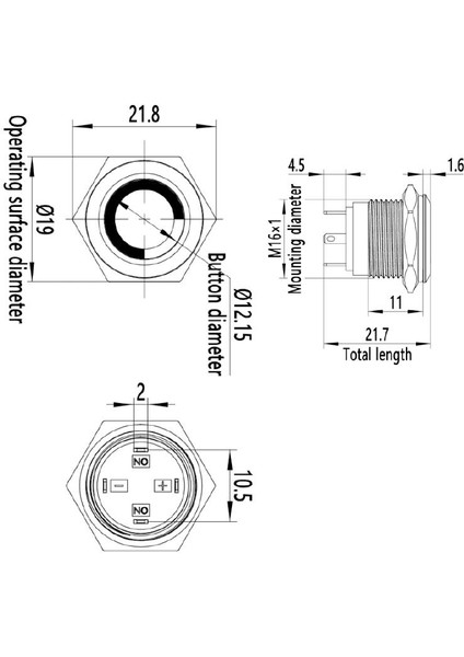 16H-P1-E 16MM Düz Yaylı Işıklı Metal Buton - Yeşil modelleri