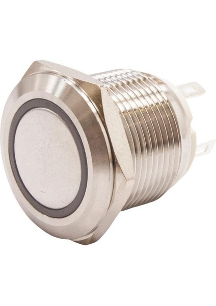 19H-P1-E 19MM Düz Yaylı Işıklı Metal Buton - Sarı