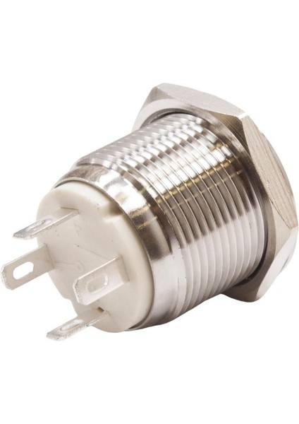 19H-P1-E 19MM Düz Yaylı Işıklı Metal Buton - Sarı