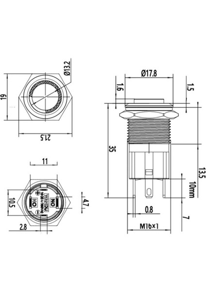 16D-G1-E 16MM Çıkık Yaylı Işıklı Metal Buton - Sarı modelleri