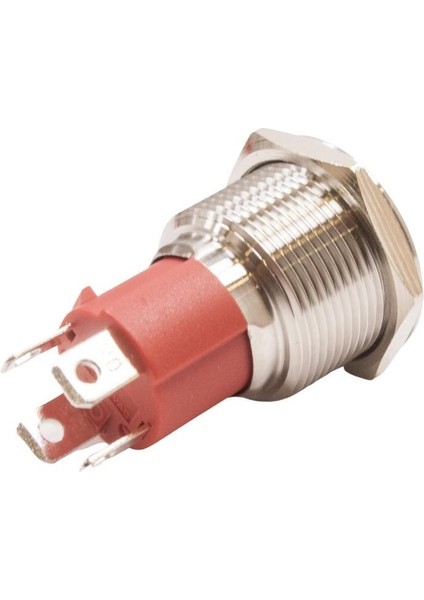 19D-P1Z-E 19MM Düz Anahtarlı Işıklı Metal Buton - Kırmızı
