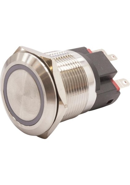 22E-P1-E 22MM Düz Yaylı Işıklı Metal Buton - Beyaz