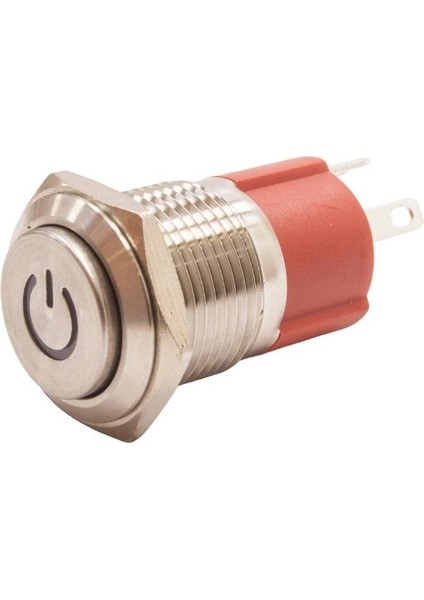 16D-G1-C 16MM Çıkık Yaylı Işıklı Power Metal Buton - Beyaz