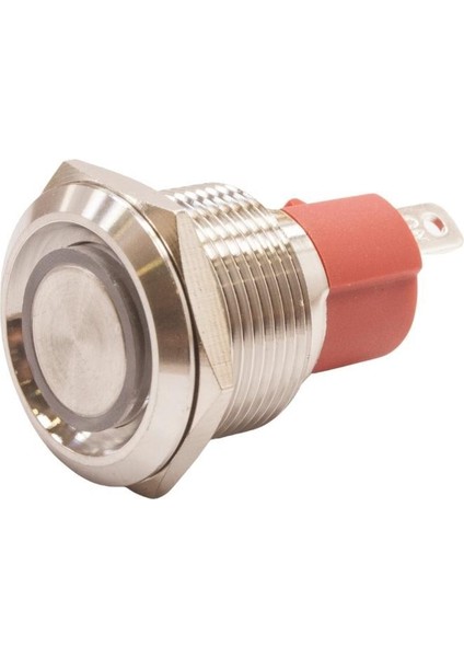 19D-P1Z-E 19MM Düz Anahtarlı Işıklı Metal Buton - Beyaz
