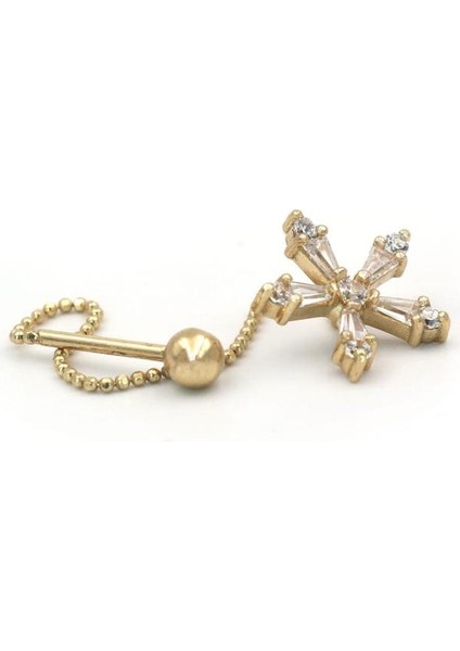 Bagetli Yıldız Altın Tragus Küpe