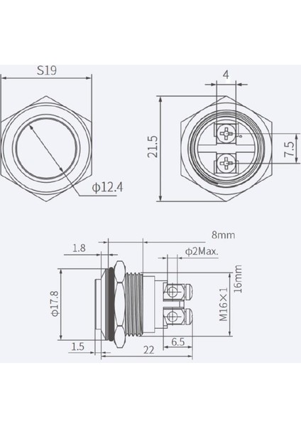 16H-G1 16MM Çıkık Yaylı Metal Buton modelleri