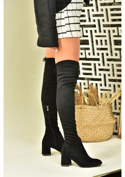 Kadın Süet Dizüstü Çizme Kalın Topuk 7 cm Şık fiyatları