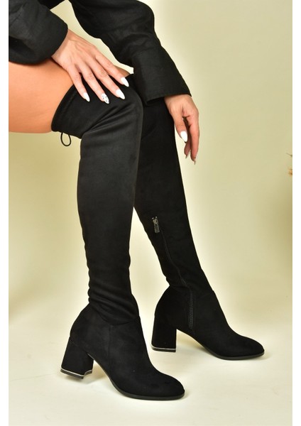 Kadın Süet Dizüstü Çizme Kalın Topuk 7 cm Şık fırsatları