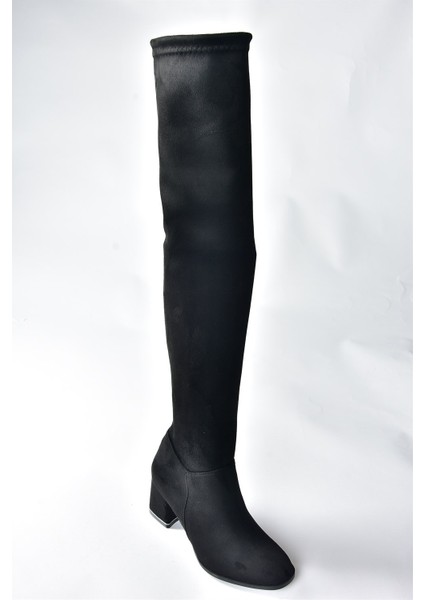 Kadın Süet Dizüstü Çizme Kalın Topuk 7 cm Şık indirimleri