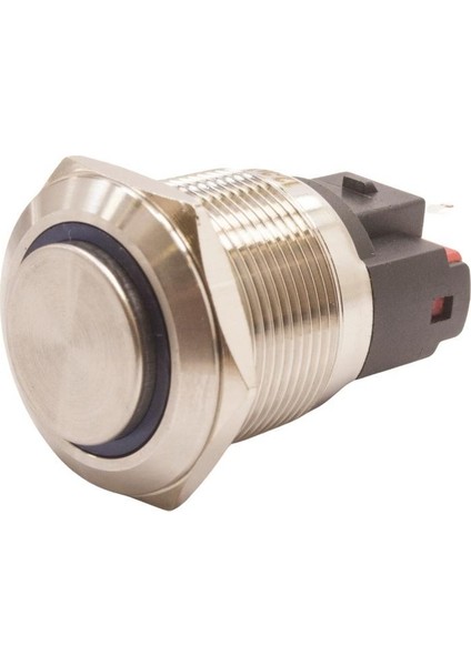 22E-G1-E 22MM Çıkık Yaylı Işıklı Metal Buton - Mavi