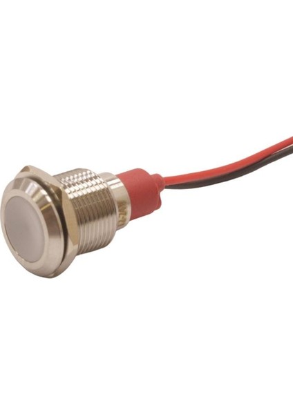 12L-P1 12MM 12-24V Kablolu Metal Sinyal Lambası - Beyaz
