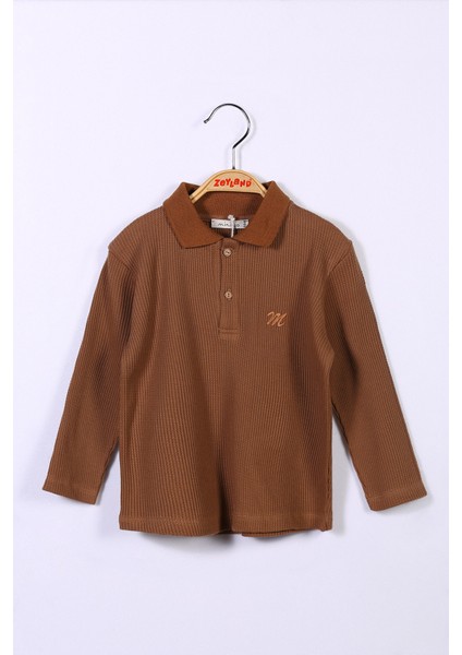 Erkek Çocuk Polo Yaka Kahverengi Sweatshirt (2-7yaş)