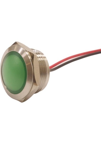 19L-P1 19MM 12-24V Kablolu Metal Sinyal Lambası - Yeşil