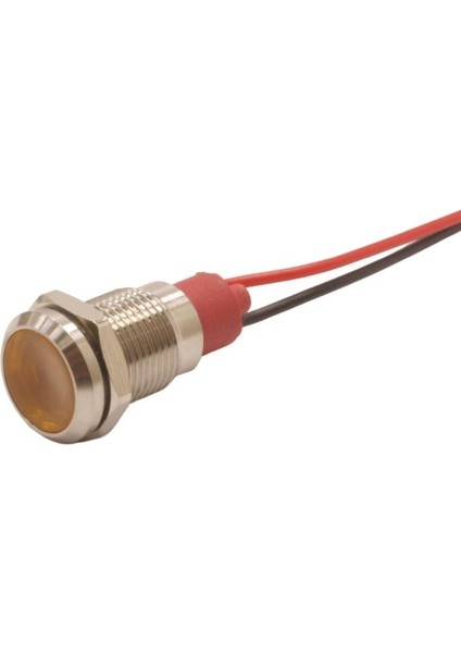 10L-P1 10MM 12-24V Kablolu Metal Sinyal Lambası - Sarı