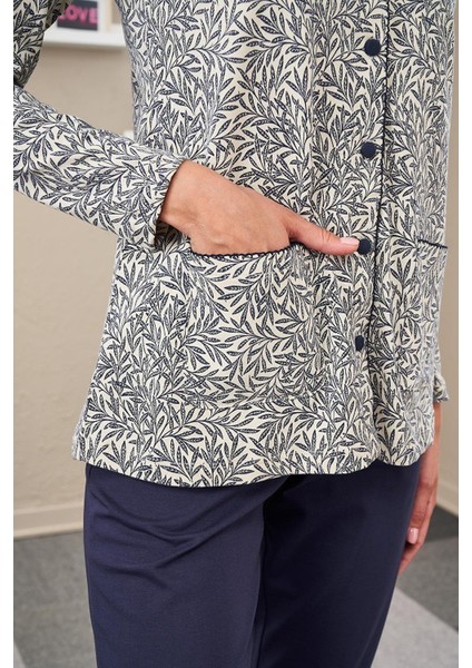 Kadın Boydan Düğmeli Pijama Takımı 23527