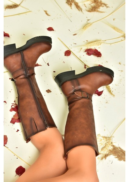 Taba Alçak Topuklu Günlük Kadın Çizme N674265009 fiyatları