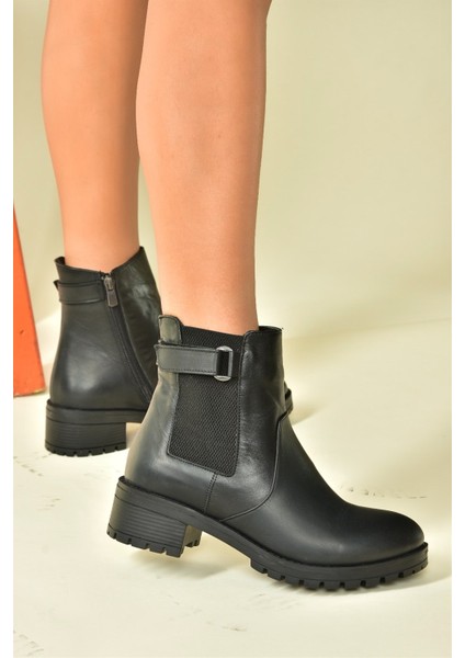 Siyah Deri Kadın Bot N555053803 modelleri
