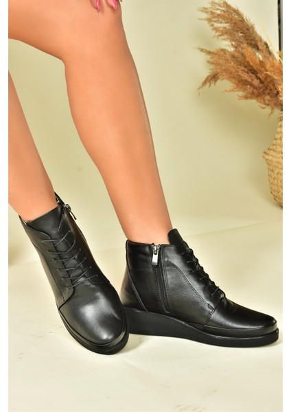 Siyah Deri Comfort Ortopedik Taban Kadın Bot N555093503 fiyatları