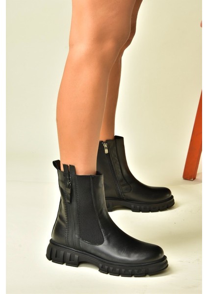 Siyah Deri Günlük Kadın Postal Bot N555102703