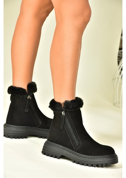 Siyah Süet Kalın Tabanlı Günlük Kadın Bot N654080602 fiyatları