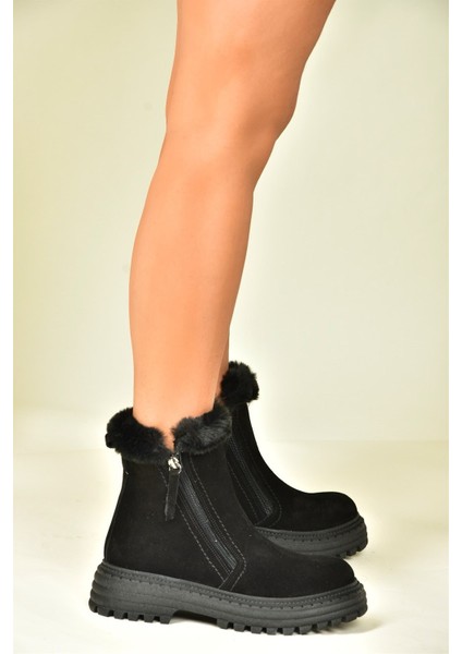 Siyah Süet Kalın Tabanlı Günlük Kadın Bot N654080602 modelleri