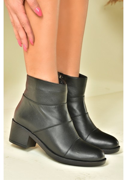 Siyah Deri Alçak Topuklu Kadın Bot N555703003 fiyatları