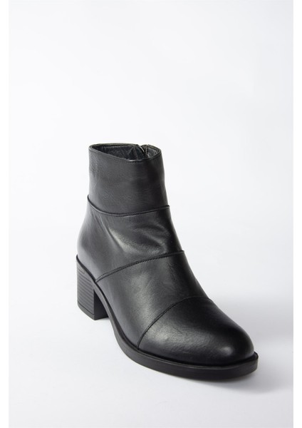 Siyah Deri Alçak Topuklu Kadın Bot N555703003 fırsatları