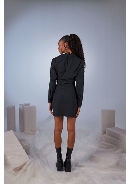 Boyundan Bağlamalı Dekolteli Mini Roar Elbise Siyah indirimleri
