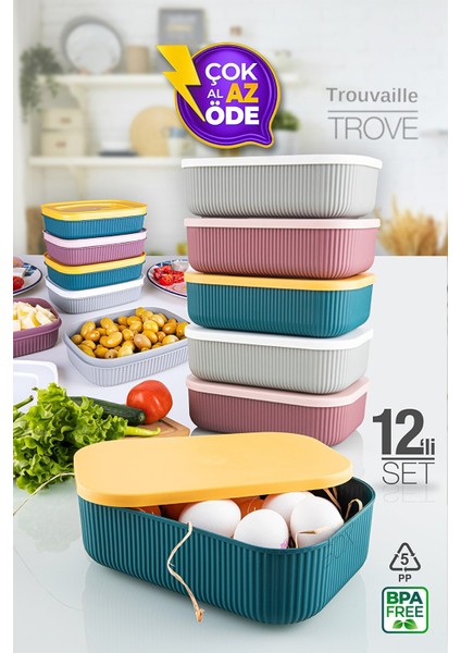 Trove 6 Adet 3.2 Lt (Mix) Mutfak Saklama Kabı