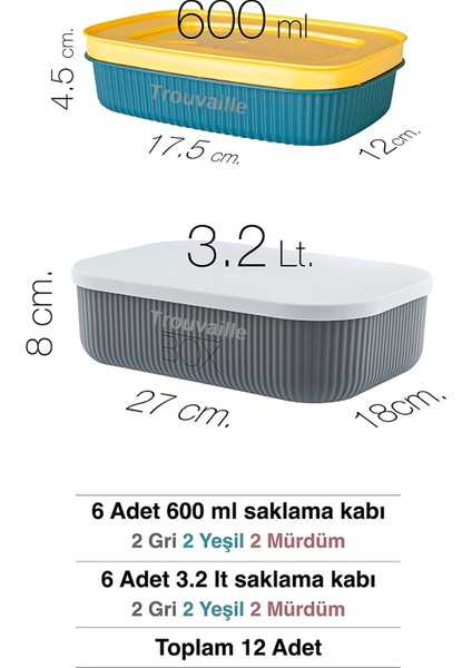 Trove 6 Adet 3.2 Lt (Mix) Mutfak Saklama Kabı