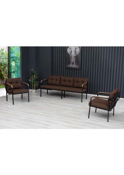 3+1+1 Zen Bahçe Takımı, Balkon, Bahçe, Cafe Mobilyası, Süngerli Metal Çay Seti