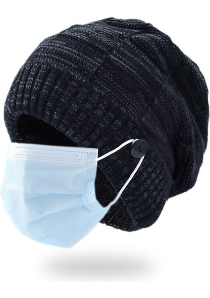 Sonbahar ve Kış Yeni Asılabilir Maske Şapka Erkek Örme Şapka