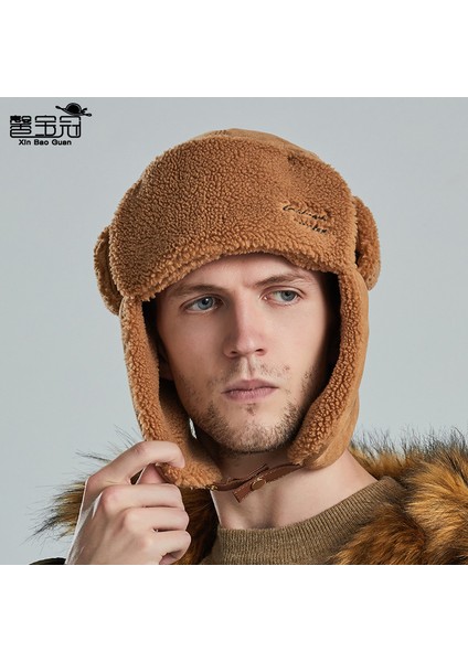 Kore Şapka Erkek Dikiş Kuzu Kalınlaştırılmış Gök Gürültüsü Şapka Kış Kayak Rüzgar Geçirmez Sıcak Şapka Kadın modelleri