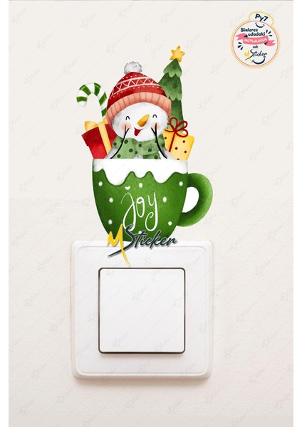 Yeni Yıl Sevimli Yeni Yıl Süsü Priz Sticker - Yılbaşı Stickerı