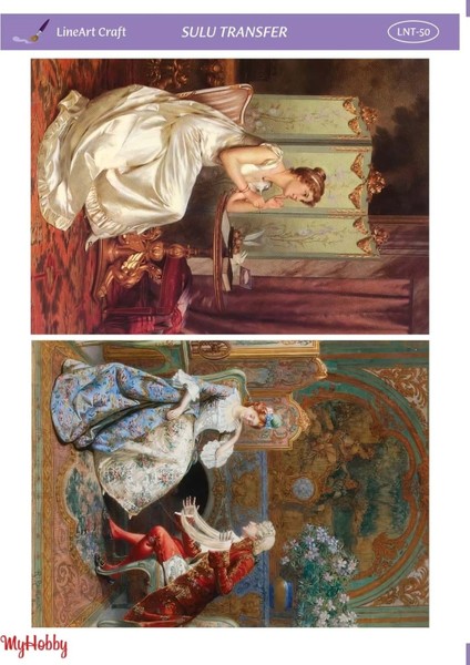 Lineart Eski Dönem Kadın, Erkek Desenli Sulu Transfer Lnt-50 25X35