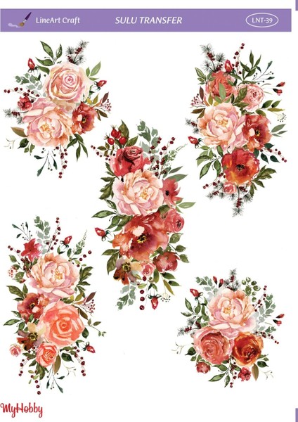 Lineart Çiçek Desenli Sulu Transfer Lnt-39 25X35