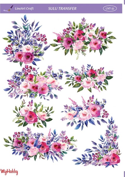 Lineart Çiçek Desenli Sulu Transfer Lnt-31 25X35