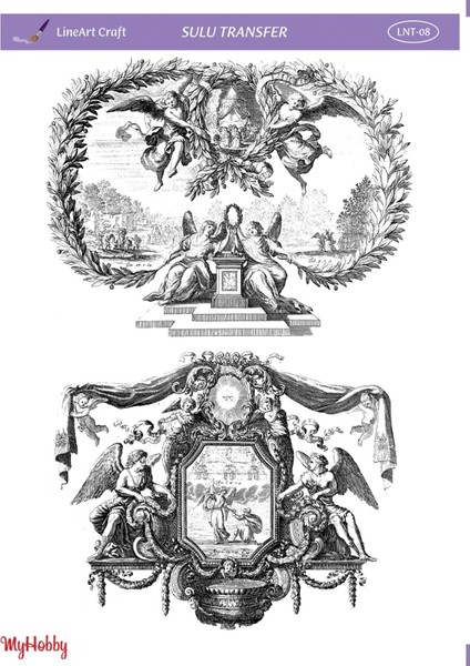 Lineart Siyah Beyaz Melek Desenli Sulu Transfer Lnt-08 25X35