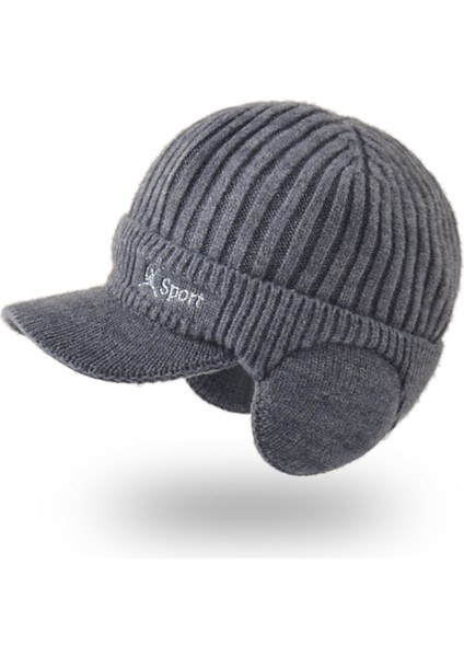 Açık Yün Şapka Kore Erkek Kapüşonlu Sıcak Kalın Ördek Dili Örme Kulak Koruma Beyzbol Şapkası