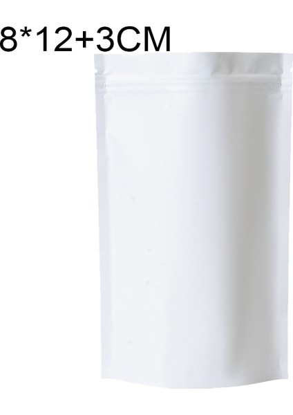 100 Parça Mat Alüminyum Folyo Snack Stand-Up Tecesi, Boyut: 8 x 12 - Beyaz (Yurt Dışından)