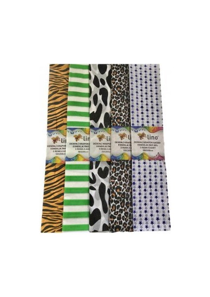 Desenli Krapon Kağıdı 50X200 Cm.5 Desen 5'li PA-026A