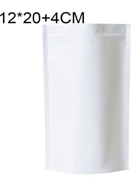 100 Parça Mat Alüminyum Folyo Snack Stand-Up Tecesi, Boyut: 12 x 20 - Beyaz (Yurt Dışından)