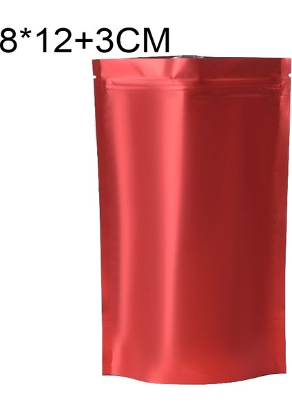 100 Parça Mat Alüminyum Folyo Snack Stand-Up Tecesi, Boyut: 8 x 12 - Kırmızı (Yurt Dışından)