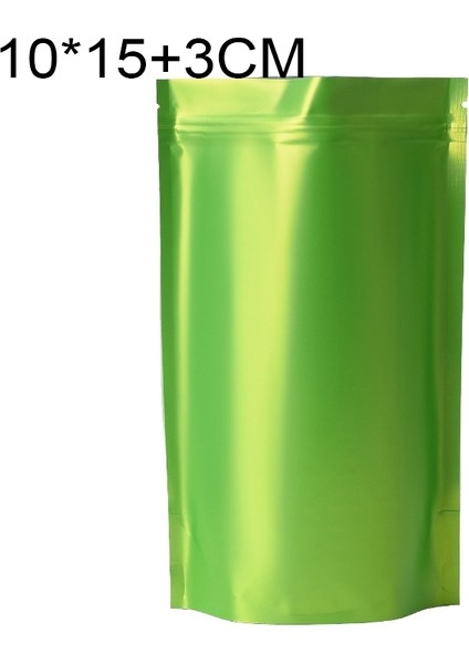 100 Parça Mat Alüminyum Folyo Snack Stand-Up Tecesi, Boyut: 10 x 15 - Yeşil (Yurt Dışından)