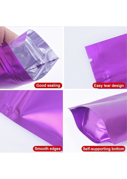 100 Parça Mat Alüminyum Folyo Snack Stand-Up Tecesi, Boyut: 10 x 15 - Kırmızı (Yurt Dışından)